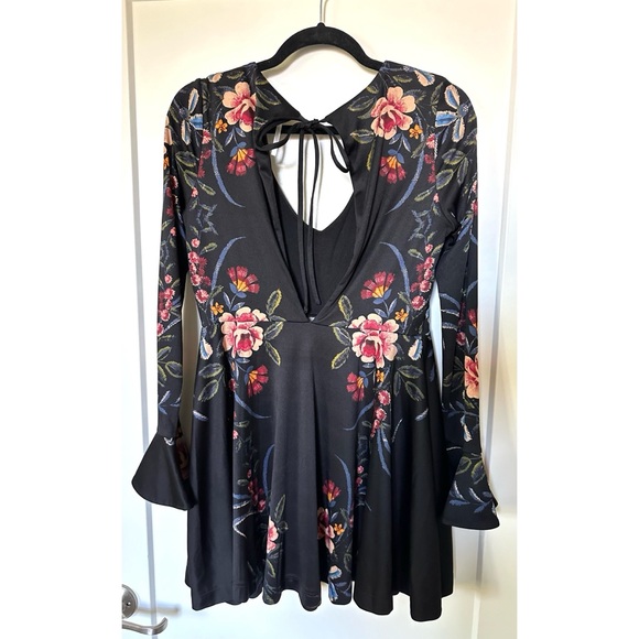 Free People Date Night Black Long Sleeve Mini Dress - Picture 7 of 9
